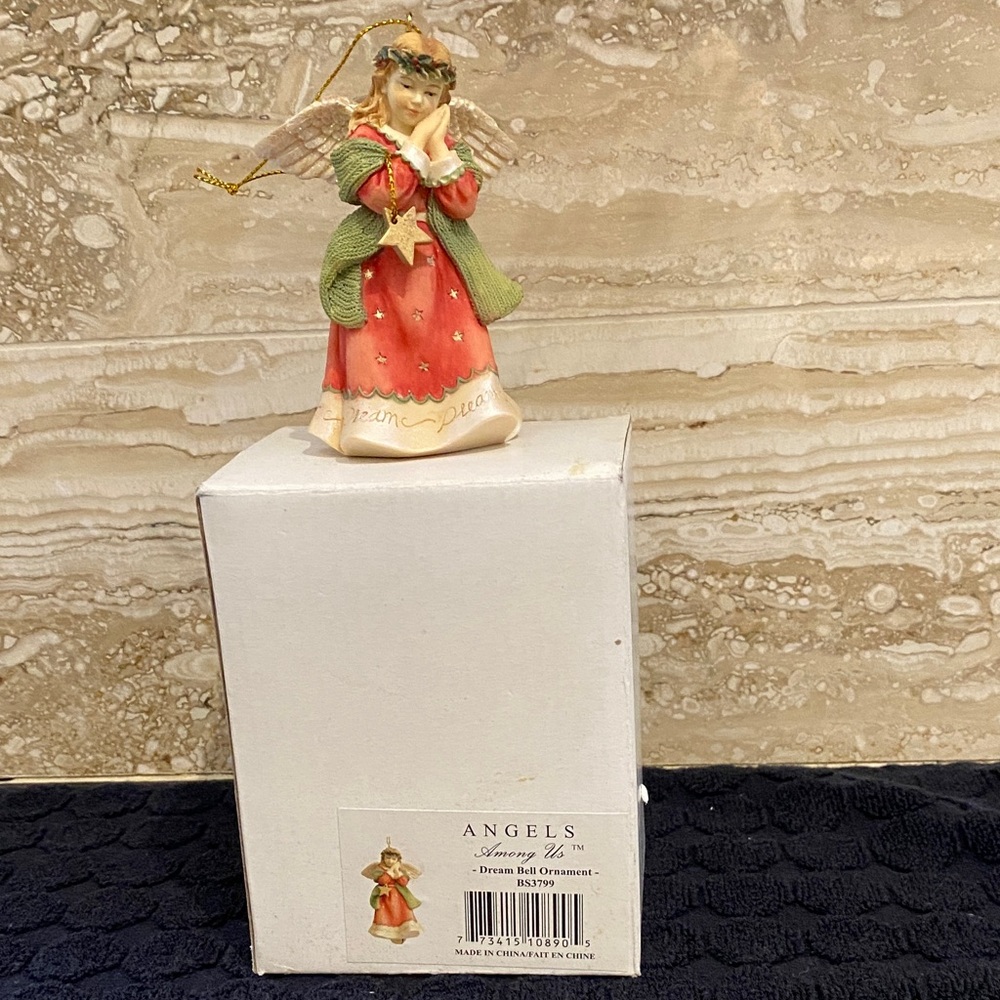 Charming Angel Figurine with Red and Green Accents